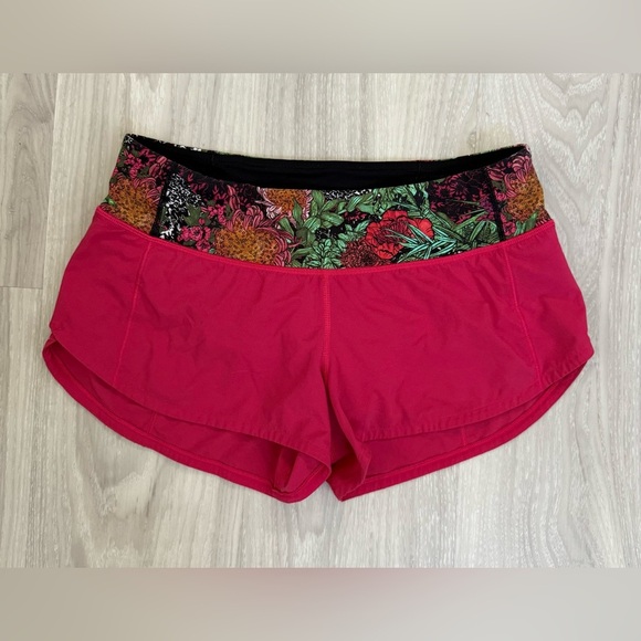 Lululemon Speed Up Shorts 2.5” Fuchsia Pink Zen Garden Multi Size 4 Rise - Picture 6 of 8
